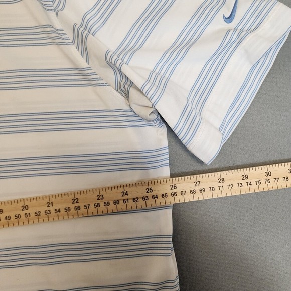 Nike Polo Shirt Mens 2XL White Striped Nike Dri-Fit Short Sleeve - Picture 10 of 15